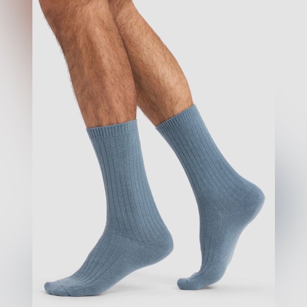 Cozy Earth Plush Lounge Sock 2 pair Grey and Blue XS/S NWT